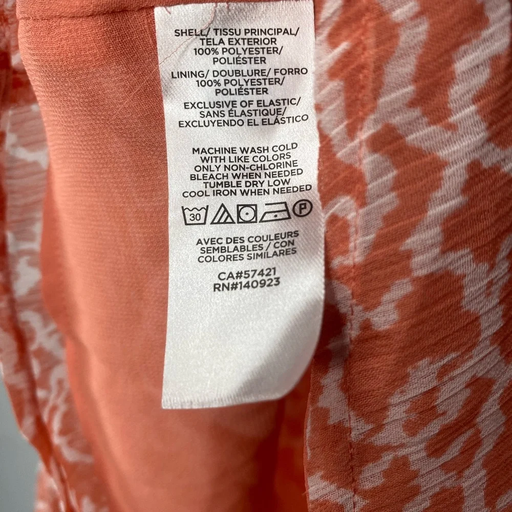LOFT  Women's Small Coral Animal Print Puff Blouse